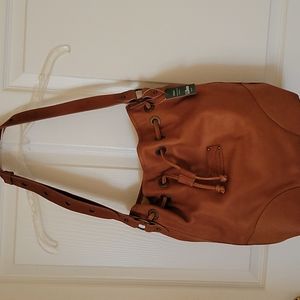 LL Bean Signature Collection Leather Bucket Bag